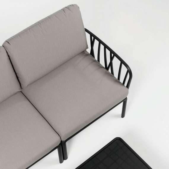 Диван пластиковый с подушками Komodo 3, антрацит, серый