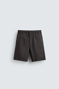 ZARA ШОРТЫ REGULAR FIT С ЭФФЕКТОМ ПОТЕРТОСТИ, ЧЕРНЫЙ