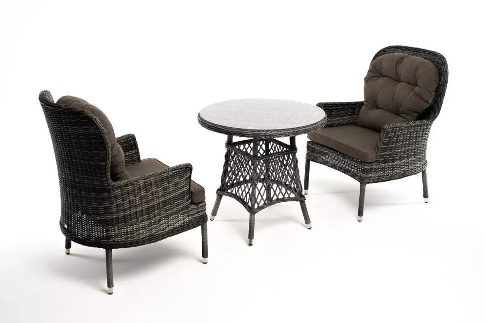 "Алиса" кофейный комплект из искусственного ротанга, цвет графит