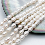 Жемчуг бусины, размер около 5,8-6,5*4,5-5 мм, цена за нить 36 см