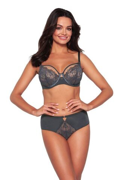 Гипюровый бюстгальтер на косточках с мягкой чашкой (Размер: 70D) (Цвет: серый)