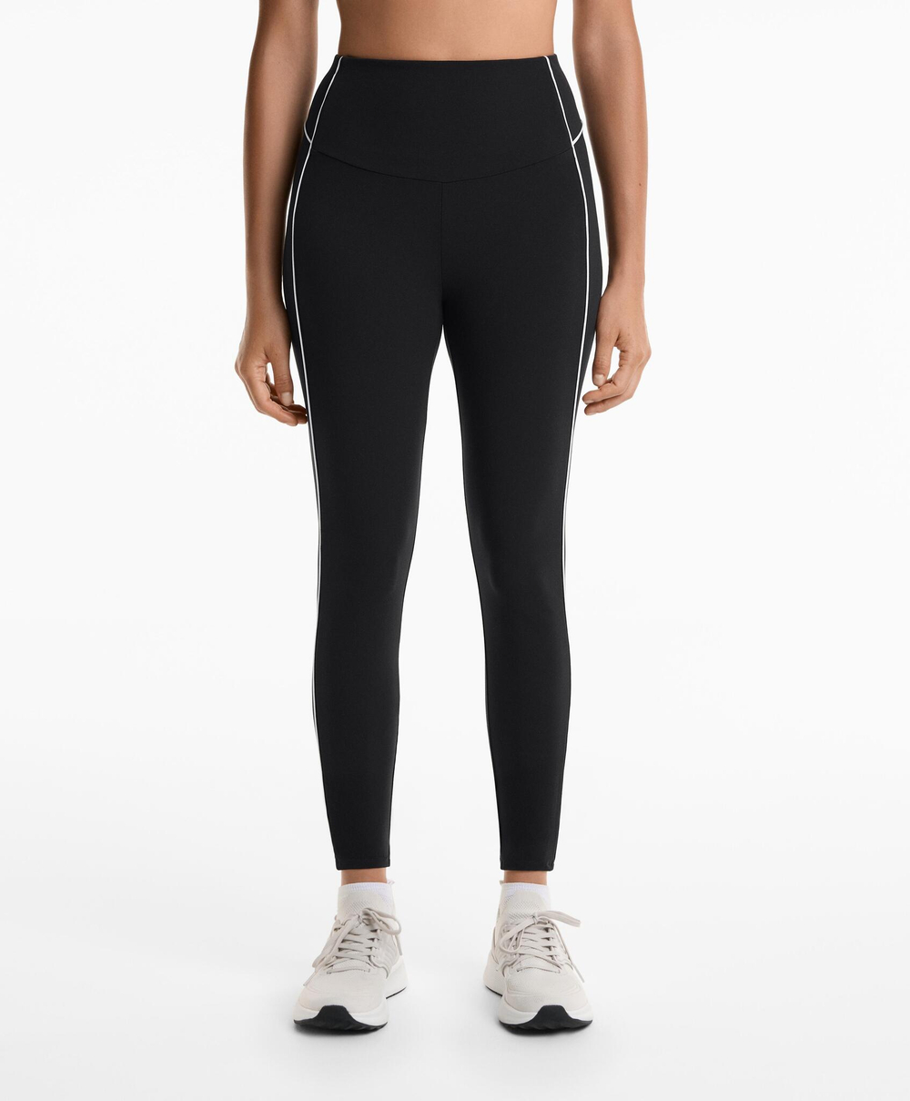 OYSHO Легинсы Comfortlux с высокой талией и окантовкой длиной 65 см до щиколотки, черный