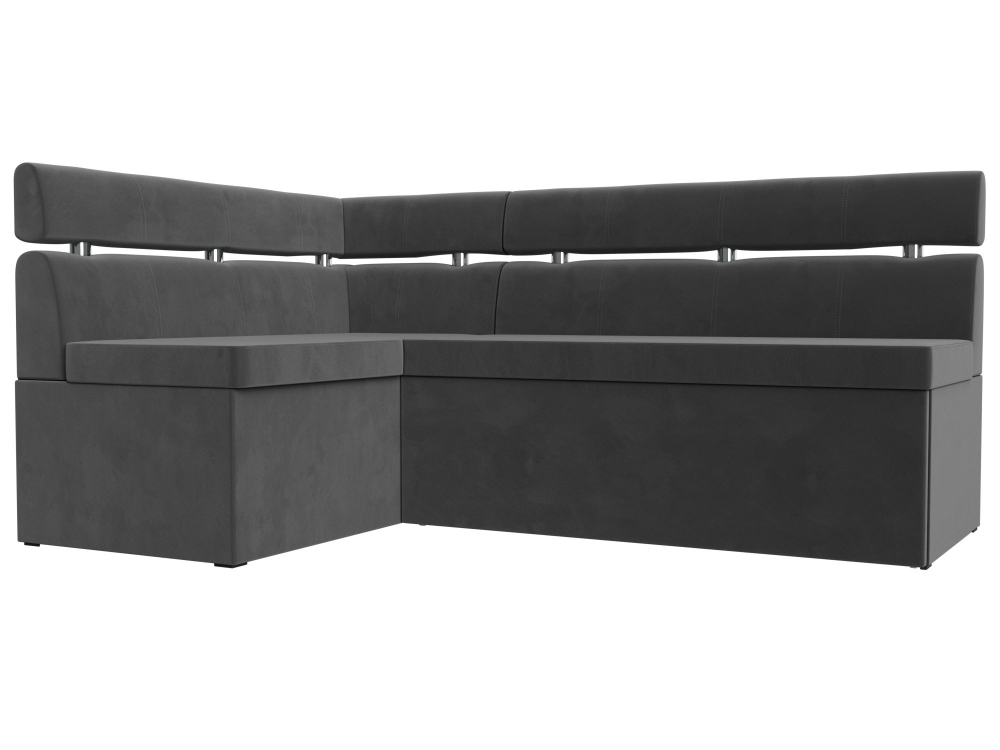 Диван кухонный угловой Классик левый угол, Серый, Велюр, 117980L