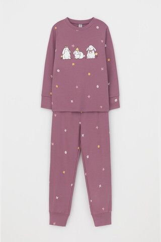 пижама  для девочки  К 1621/темная орхидея,полянка