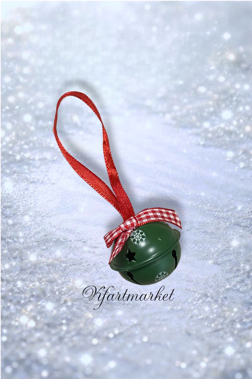 колокольчик с бантиком , металл , 4,5см , цвет зеленый