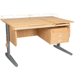 Растущая парта Дэми СУТ 25 с задними полками СУТ.15.210 и навесной тумбой (1200×880 мм)