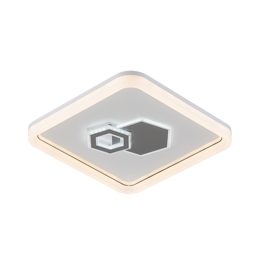 Потолочный светодиодный светильник 126Вт, 9800Лм, 3000-6000К, Ra>80,  плавная регулировка мощности, изменение цветовой температуры, ночник,  металл/акрил/пластик, белый/серый