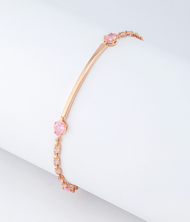 Браслет из серебра со вставками из розовых фианитов