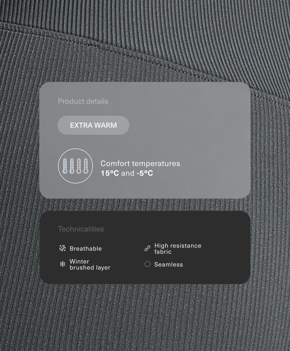 OYSHO Бесшовные легинсы в рубчик Super Extra Warm длиной 70см, антрацитово-серый