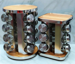 Набор стеклянных баночек для специй на вращающейся подставке