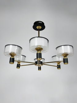 Люстра потолочная светодиодная Lanbos, 6 LED ламп 8 Вт, черная с золотом