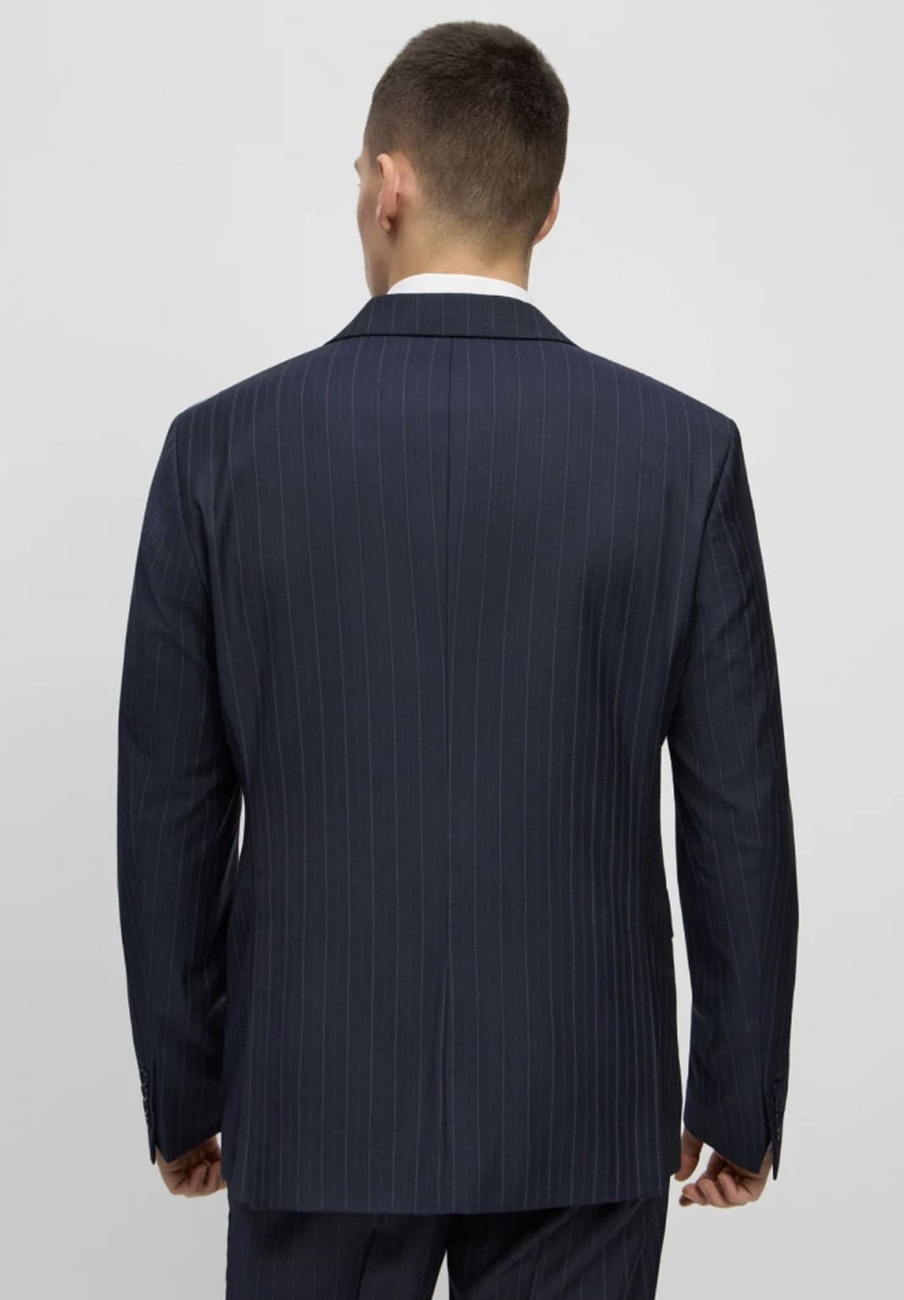 Мужской костюм тройка в полоску (темно-синий) А53