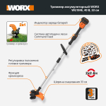 Триммер аккумуляторный WORX WG184E
