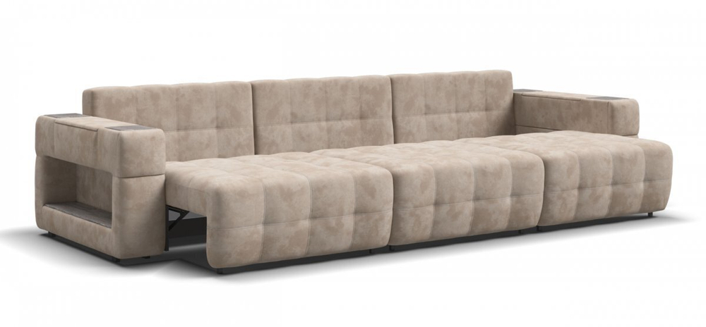 Диван BOSS.XO MAX Велюр Alkantara пепел / WOOD Rock