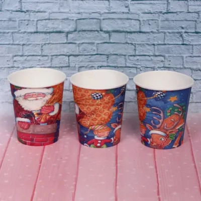 Стакан бумажный 0,2л в наборе 10 шт «Дед Мороз на крыше»