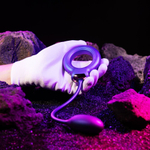 Фиолетовое эрекционное виброкольцо с анальным шариком Eclipse