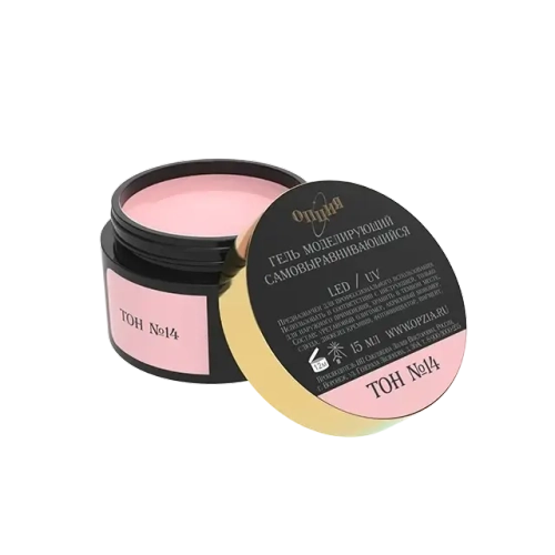 Камуфлирующий самовыравнивающийся гель темно-розовый (холодный) Тон №14 15мл