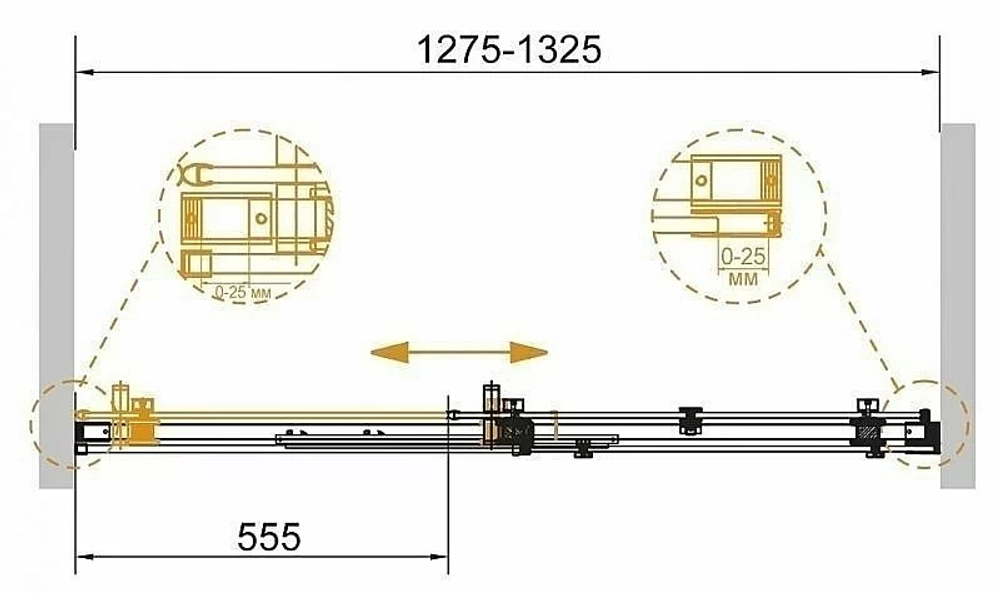 Душевая дверь Cezares STYLUS-SOFT-BF-1-130-C-Cr
