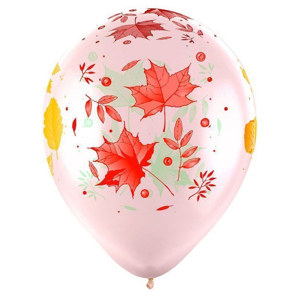 Шар (12"/30 см) Листья Осень, Ассорти Кристальные шары, 5 ст. 25 шт.