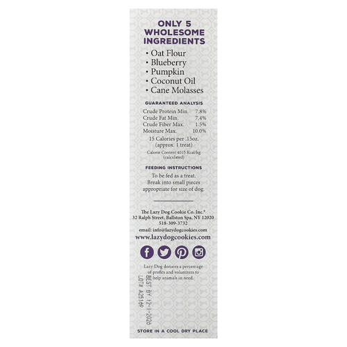 Lazy Dog Cookie, натуральные лакомства для собак, Crised Blueberry Oat™, патока, 396,89 г (14 унций)