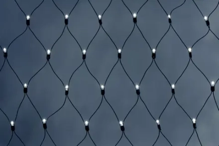 Светодиодная сеть 264 холодных белых LED ламп, 2*2 м., статика, черный провод ПВХ, Teamprof (TPF-N2*2-B/W)