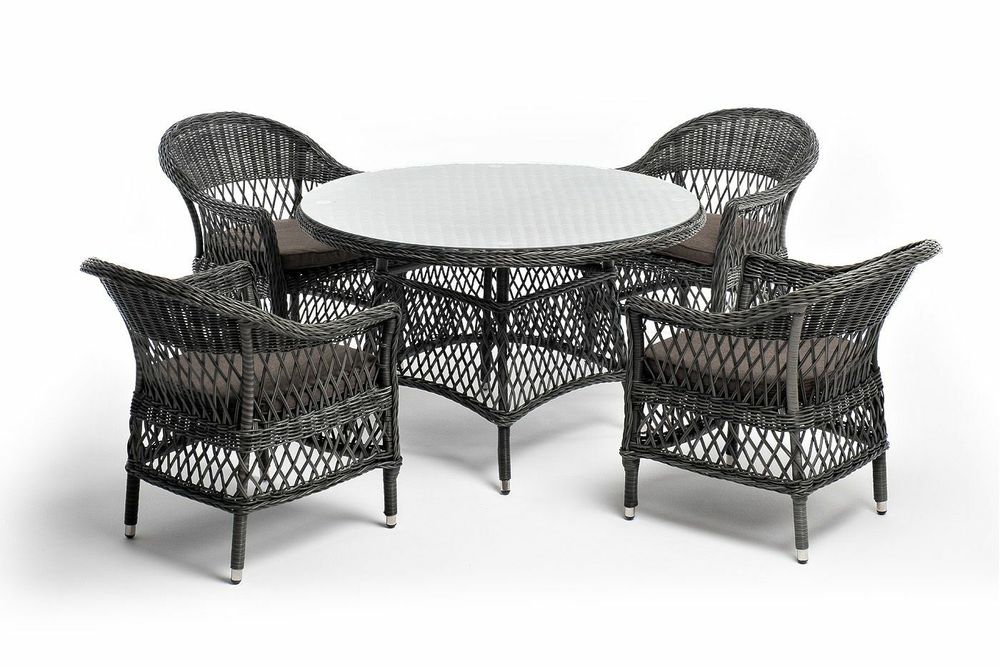 "Дольче" обеденная группа из искусственного ротанга, цвет графит