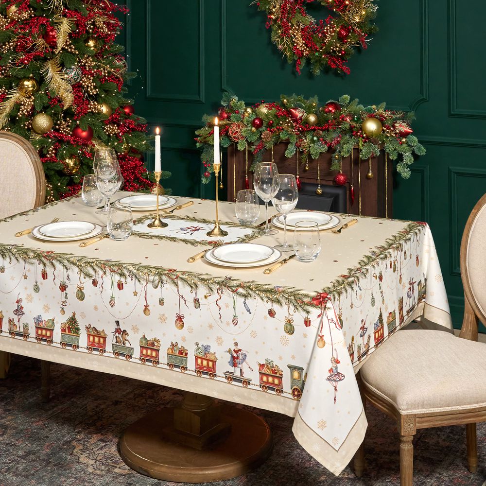 СКАТЕРТЬ "ЩЕЛКУНЧИК" 160Х220СМ БЕЖЕВЫЙ,100% ХЛОПОК,ТВИЛ