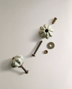 ZARA HOME НАБОР МЕБЕЛЬНЫХ РУЧЕК ИЗ КЕРАМИКИ «ЦВЕТОК» (2 ШТ.), ЗЕЛЕНЫЙ