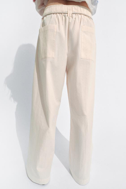 ZARA БРЮКИ ИЗ ПОПЛИНА — ZW COLLECTION, ЭКРЮ