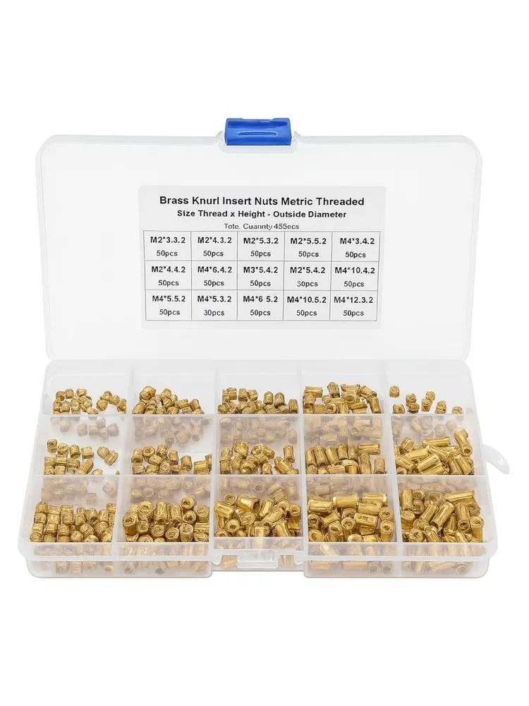 Латунные термоплавкие встраиваемые гайки для 3D-печати М2-М5, 450 шт