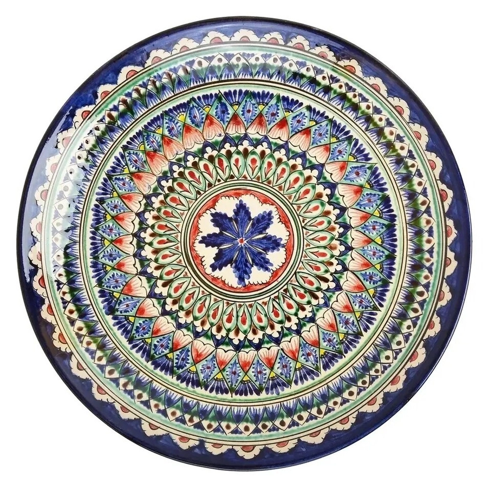 Ляган Риштанская Керамика 34 см. глубокий, цвет синий