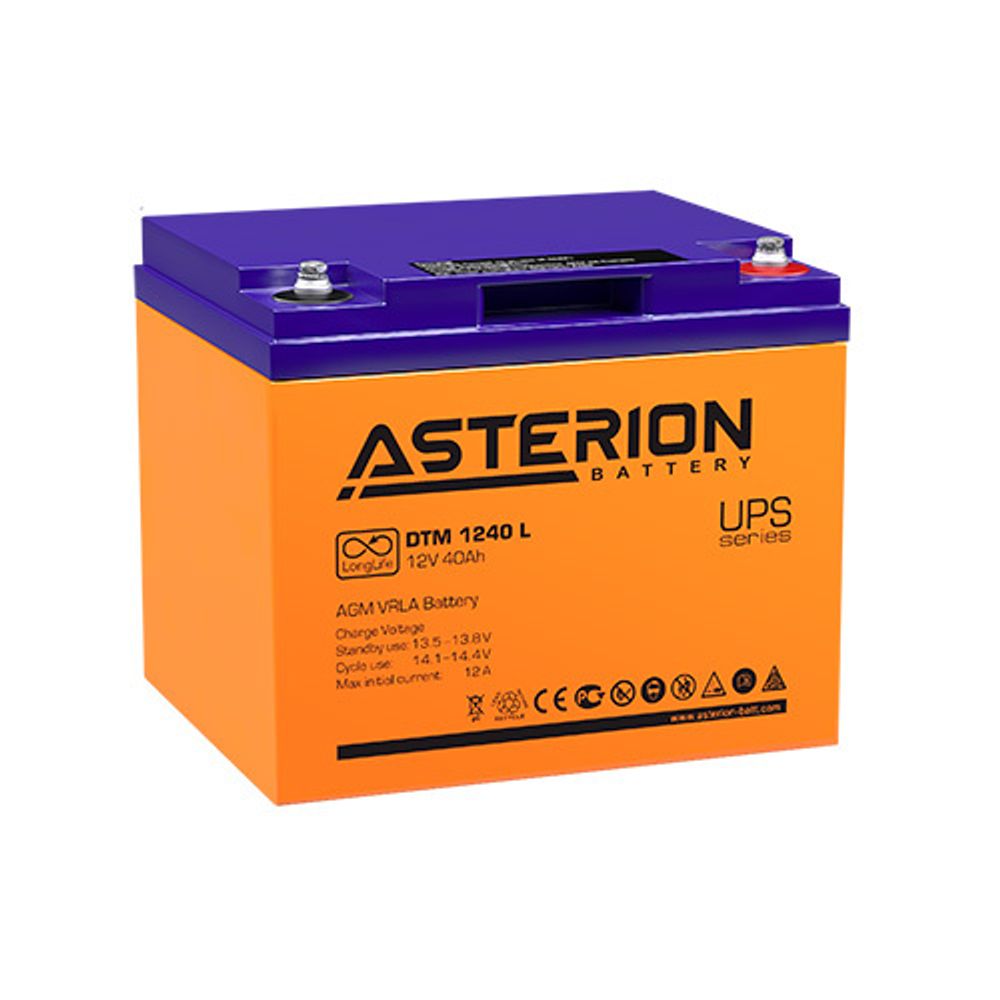 Аккумуляторная батарея Asterion (Delta) DTM 1240 L NC напряжение 12В, емкость 40Ач (198х166х170мм)