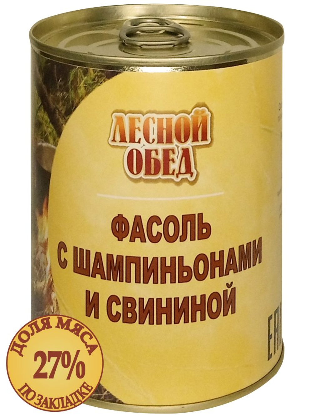 Фасоль с шампиньонами и свининой "Лесной обед" 340 гр от "Зеленая поляна"