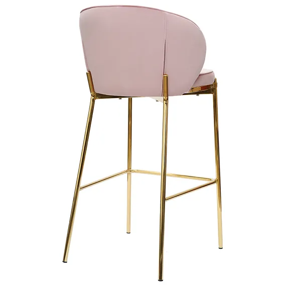 Барный стул Coral, 76 см, розовый велюр с золотыми ножками