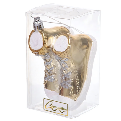 Елочная игрушка "Стильные кеды" 6*9*5,5 см, Шампань (Серпантин)