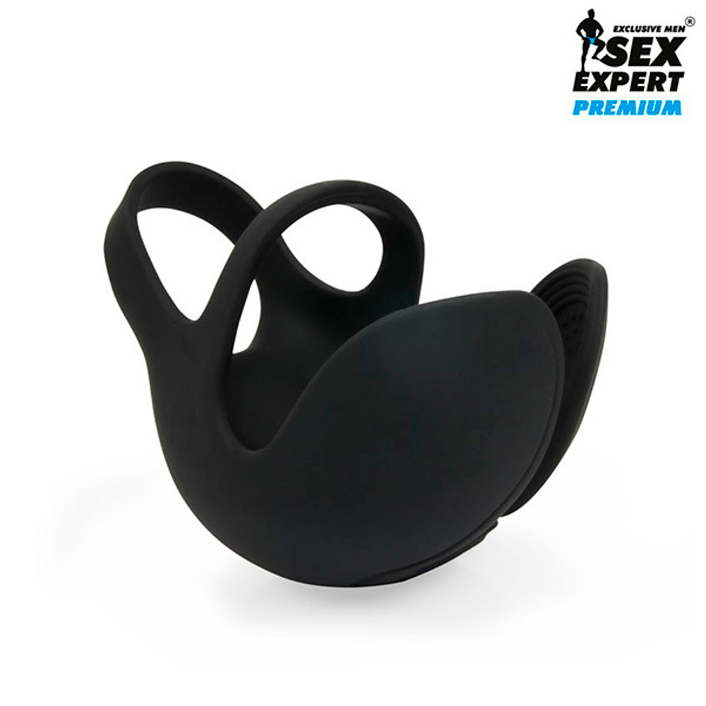 Черная вибронасадка на пенис и мошонку Bior Toys Sex Expert SEM-55231