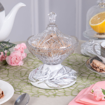 Сахарница стеклянная с крышкой Боа Белый