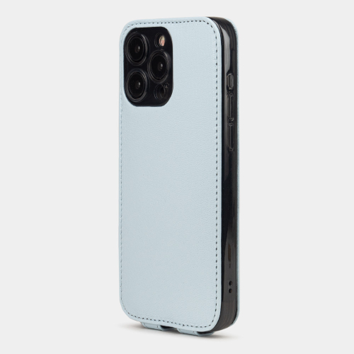 Чехол для iPhone 15 Pro Robert из кожи козы, голубого цвета