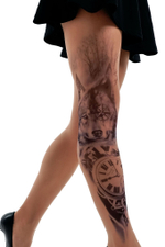 Колготки +size с принтом в виде волка (Размер: XL-XXL-XXXL) (Цвет: бежевый)