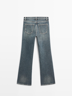 Massimo Dutti Джинсы клеш со средней посадкой, средне-синий