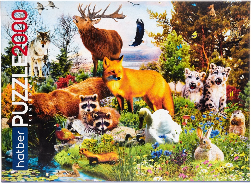 Пазл Hatber, "Лесные жители", 2000 деталей , картонная основа, от 12 лет