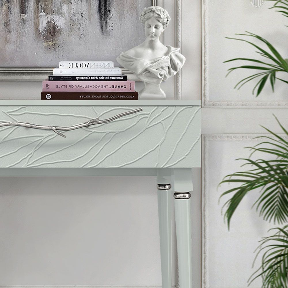 Консоль Арт Колор leaves Классик Сильвер Серый дым