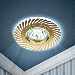 DK LD39 WH/GD /1 Светильник ЭРА декор cо светодиодной подсветкой MR16, белый/золото | Встраиваемые LED светильники