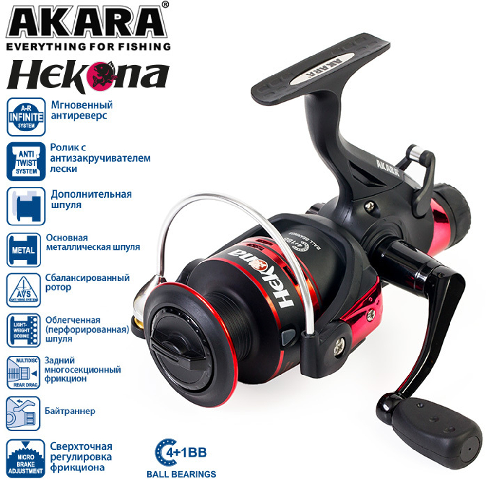 Катушка безынерционная Akara Hekona 4000 4+1bb з/ш с байтр.