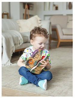 Детская игрушка на руку Тиранозавр(Тирекс) парогенератор, коричневый, серия "Мир Динозавров"