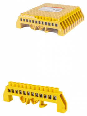 Шина "РЕ" "земля" в желтом изоляторе на DIN-рейку 8х12мм 12 групп TDM SQ0801-0217