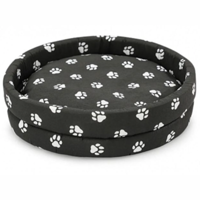 Лежанка пухлик поплин l 68х52х16 ле-71 белые лапки на черном