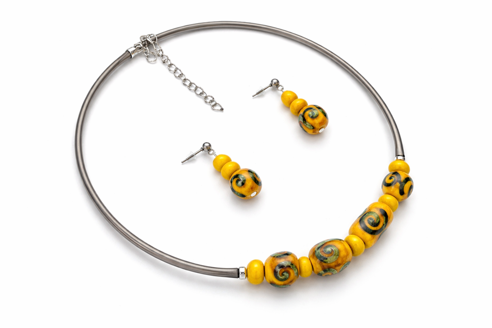 Комплект украшений из муранского стекла: колье, серьги