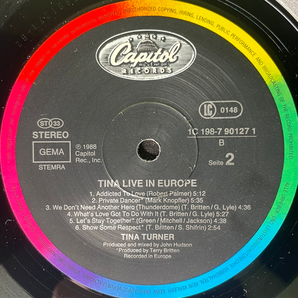 Tina Turner - Tina Live In Europe 2LP (Европа 1988г.)