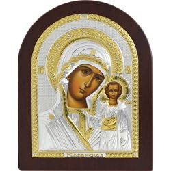 Казанская икона Богородицы. Икона в серебряном окладе.